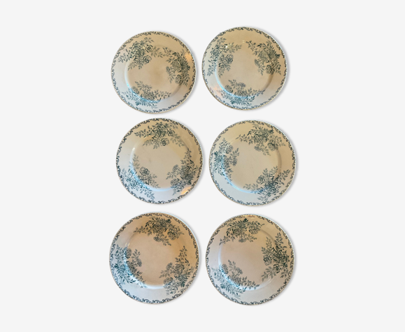 6 assiettes plates Églantine terre de fer