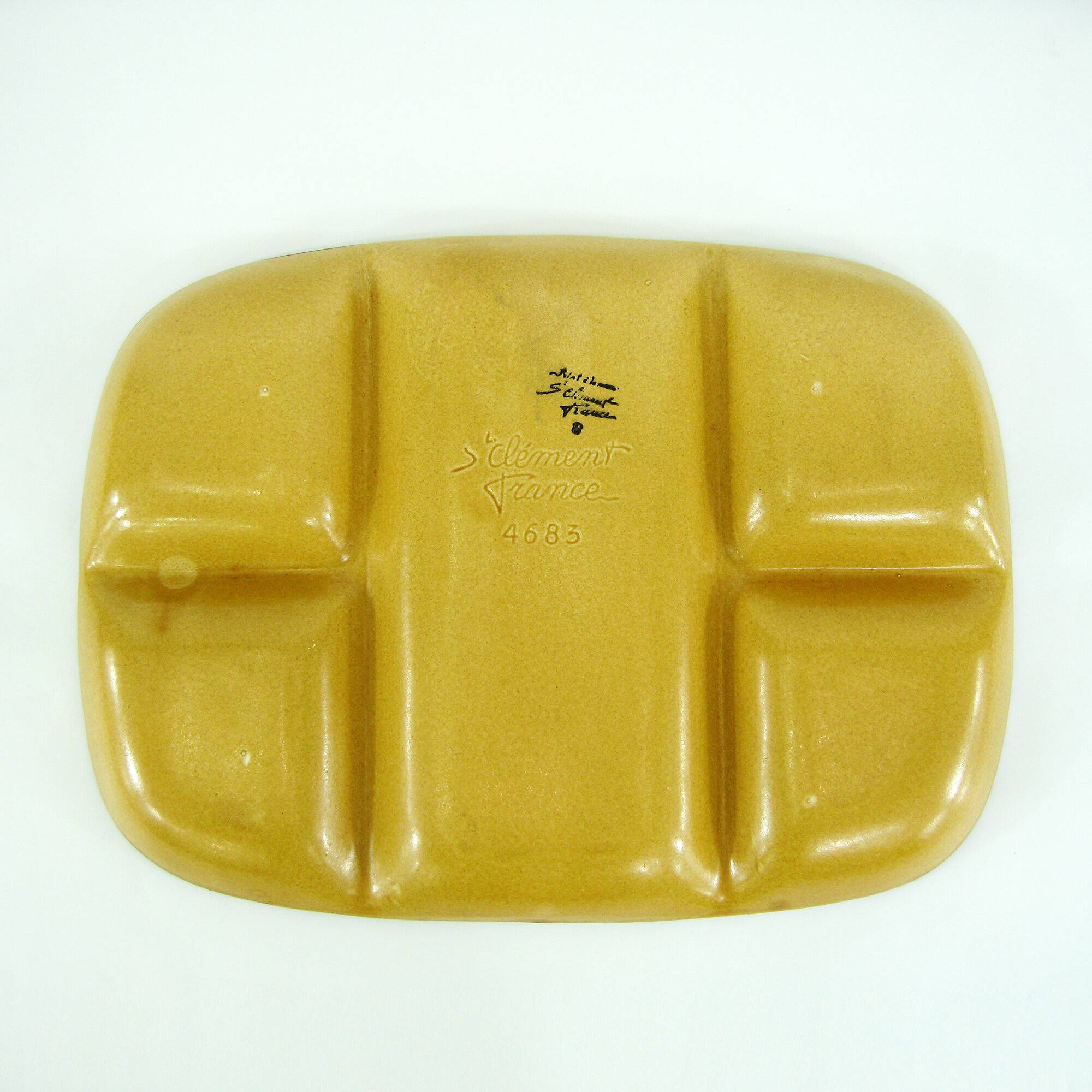 Ceramic compartmentalized dish - St-Clément France - vintage 70s
