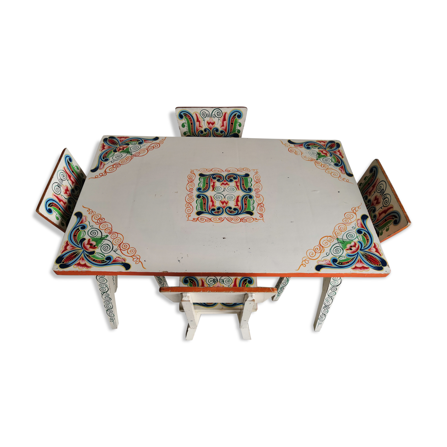 Table lounge - 4 ethnic vintage children's chairs