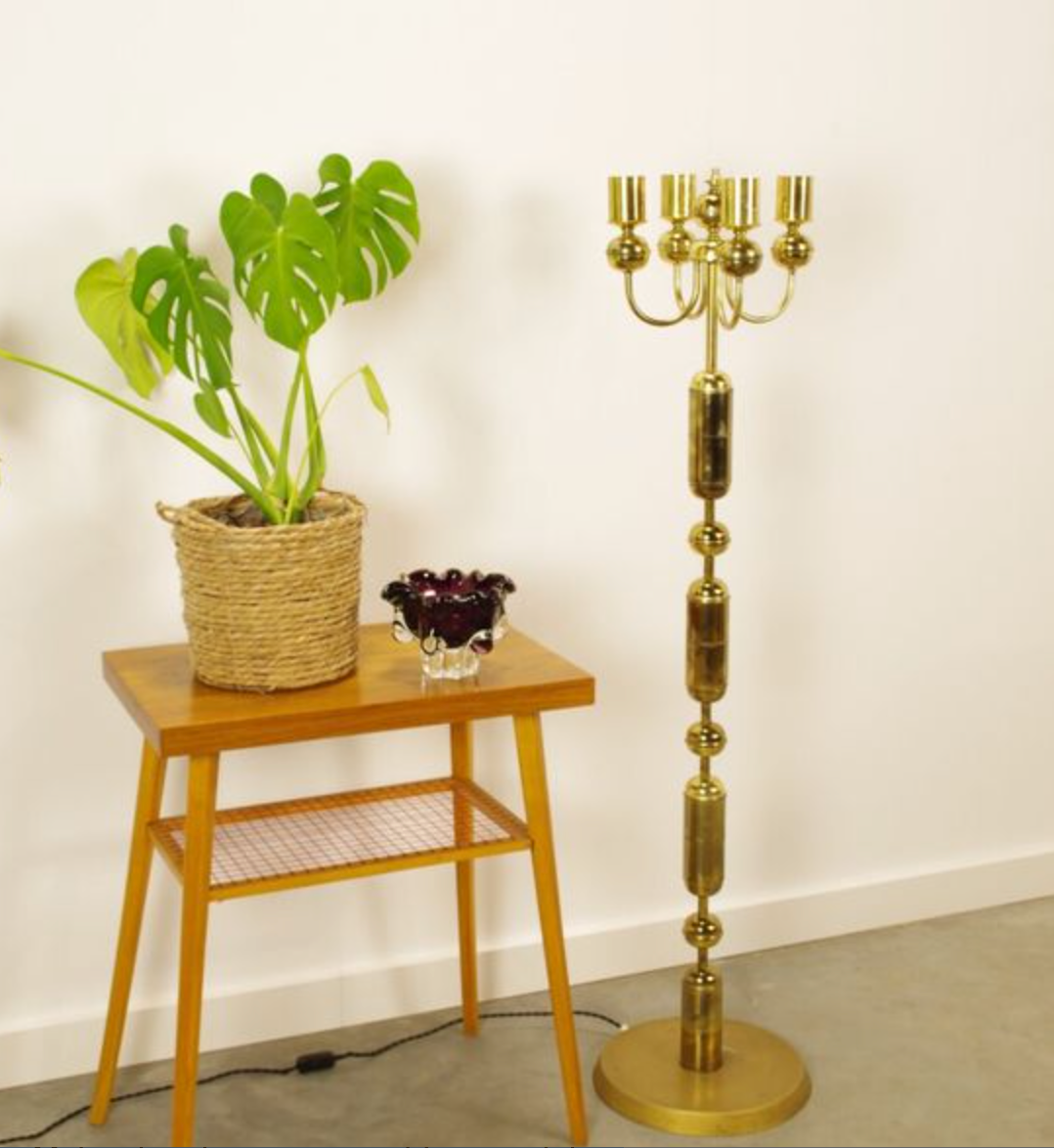 Vintage brass floor lamp | Kamenicky Senov