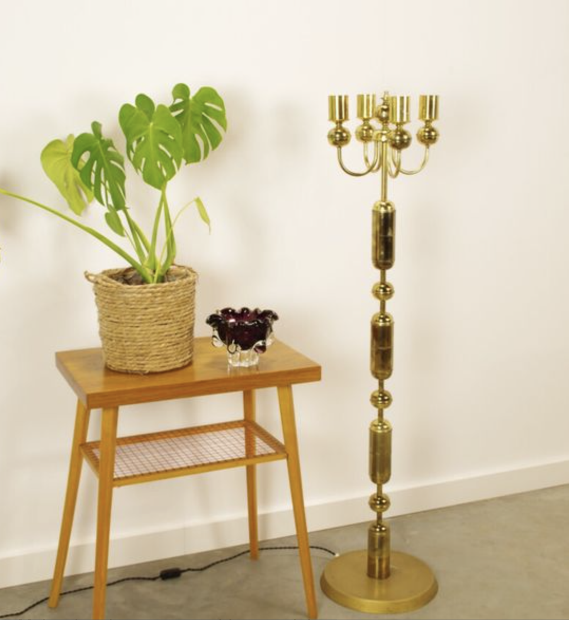 Vintage brass floor lamp | Kamenicky Senov