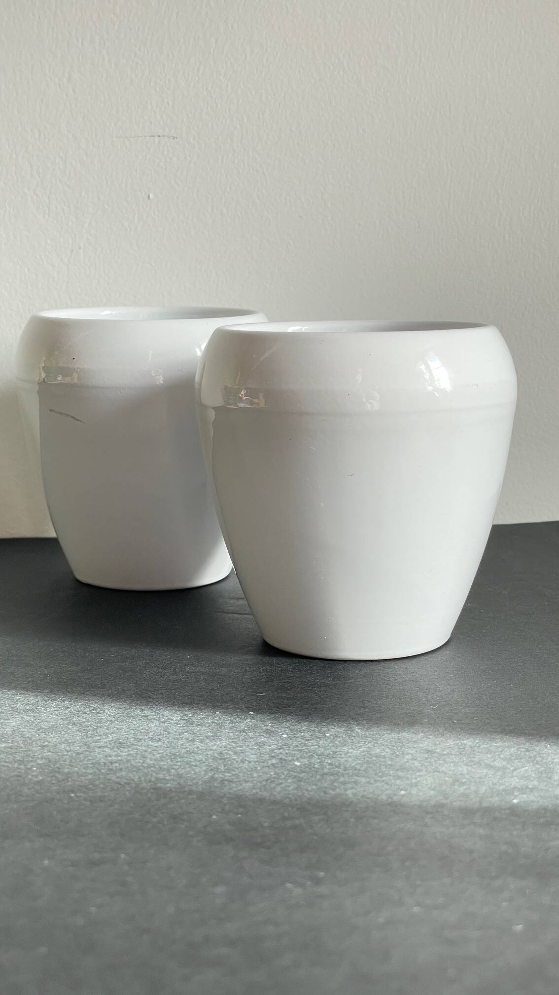 Pair of White Ceramic Candle Holders