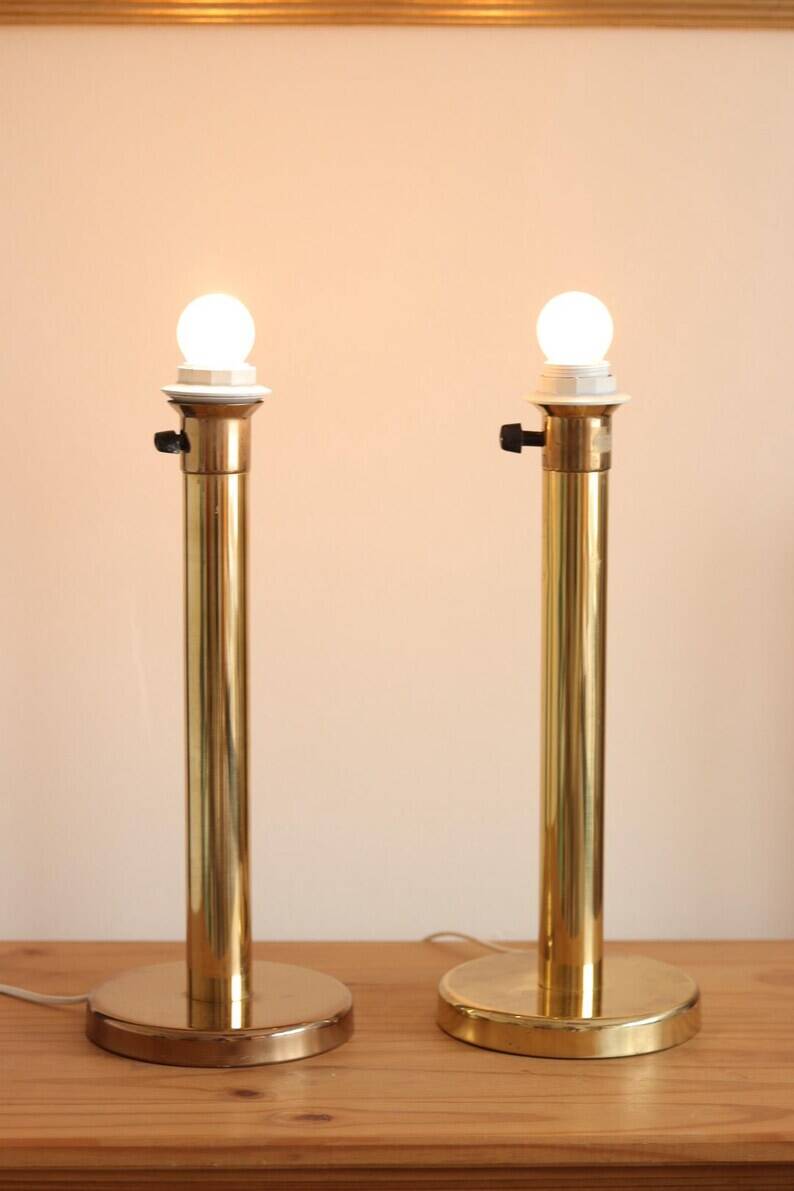 Pair of Vintage Large Brass Table Lamps