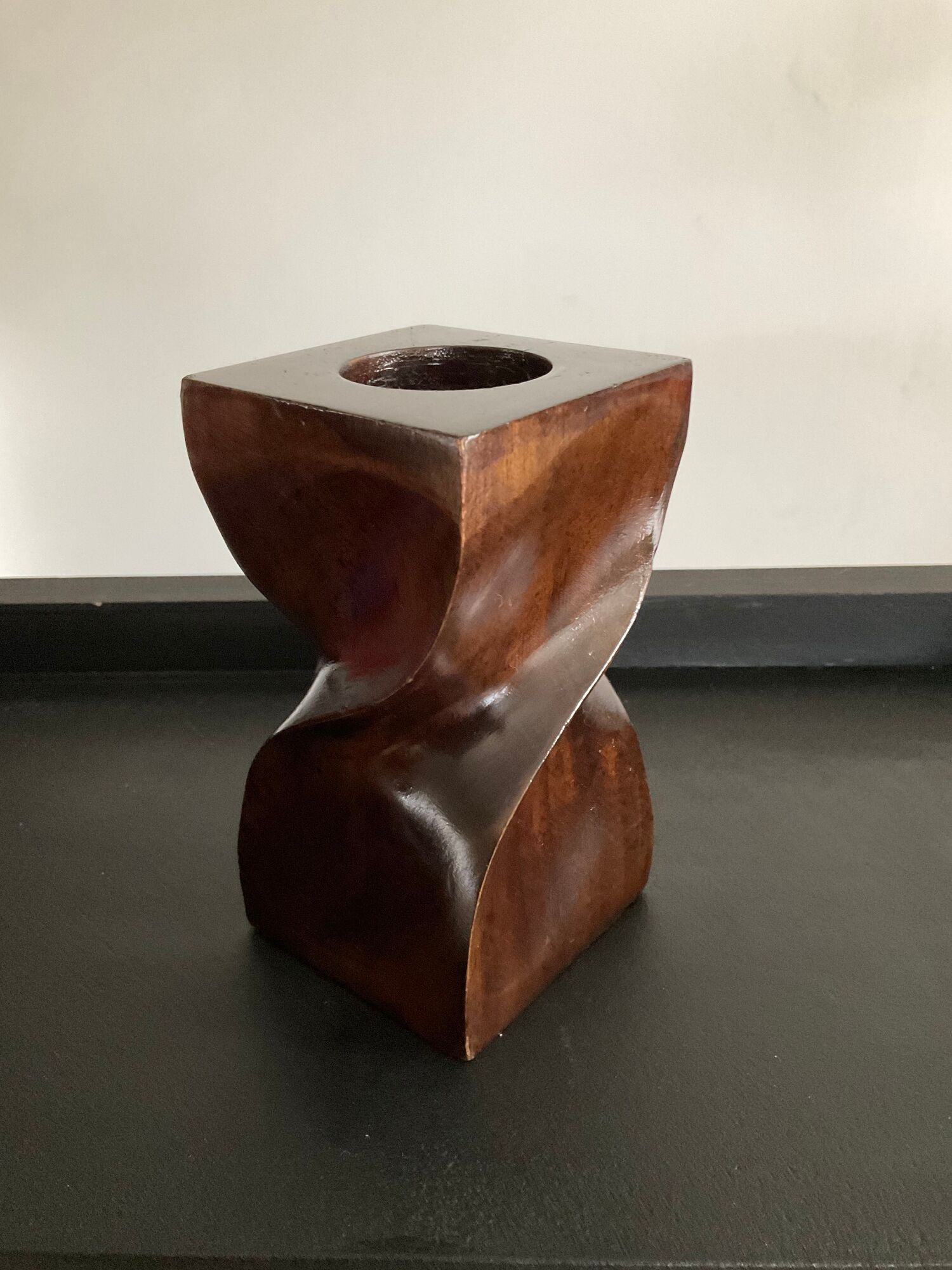 Scandinavian wooden candle holder from the 60s and 70s