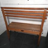 Solid oak workbench with slats signed by Edmond Magrez.