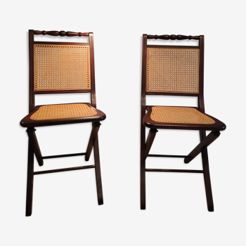 Wooden folding chairs and caning