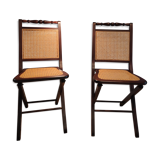 Wooden folding chairs and caning