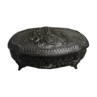 Antique metal jewelry box