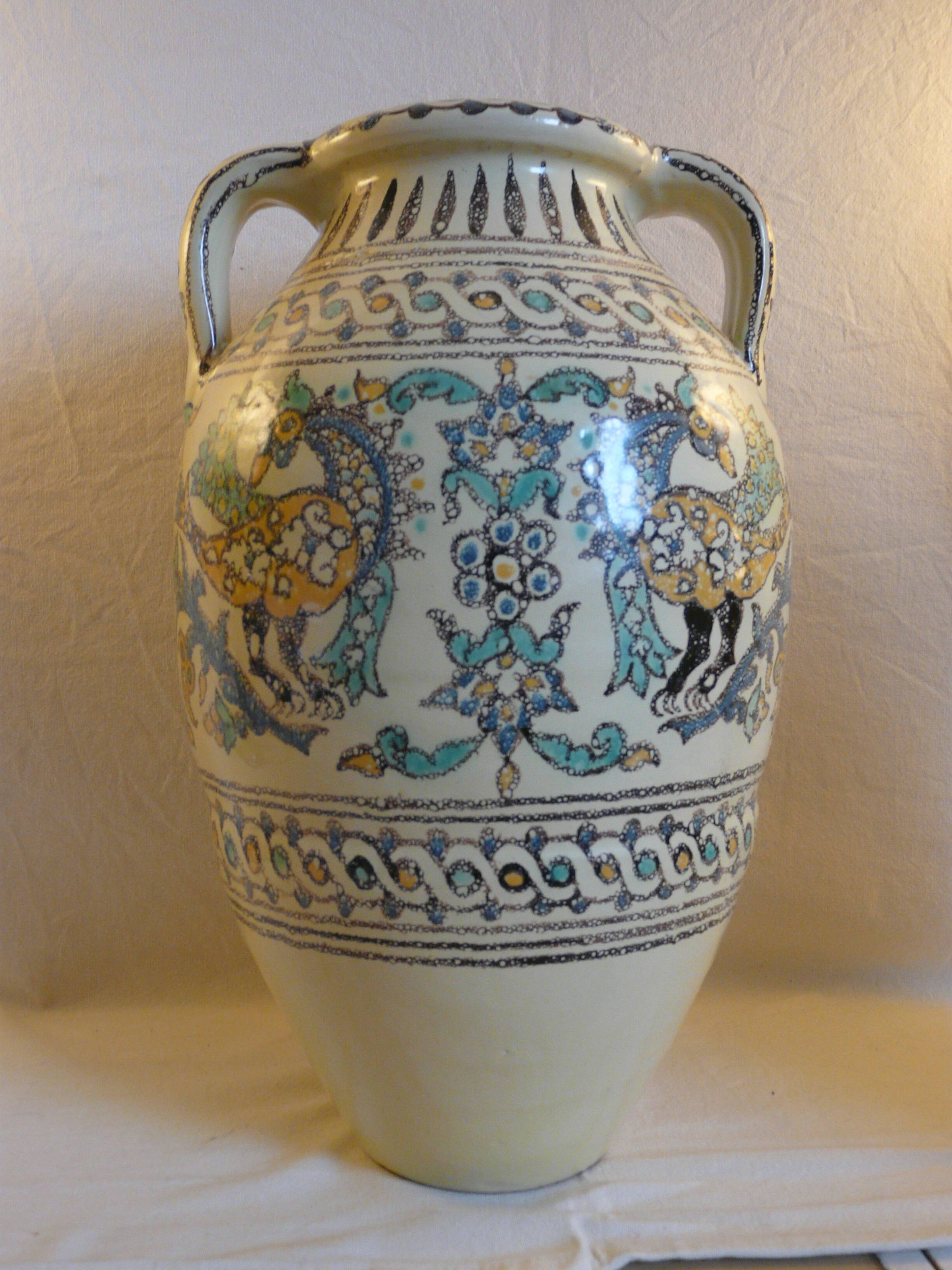Pierre De Verclos, Maghreb Ceramic Pottery, Tunisia Nabeul, Large Vase