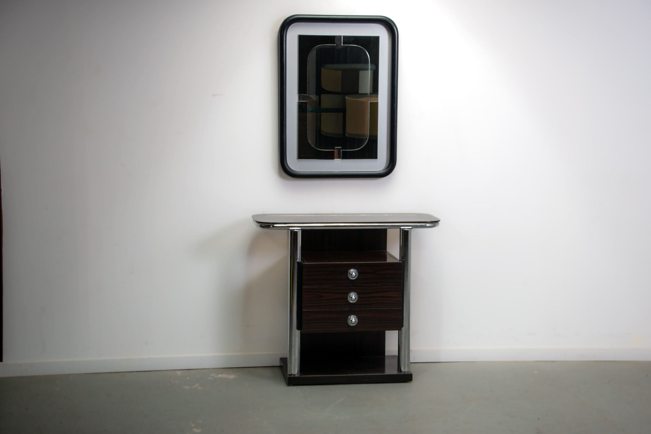 Italian hall cabinet and mirror. Circa 1960