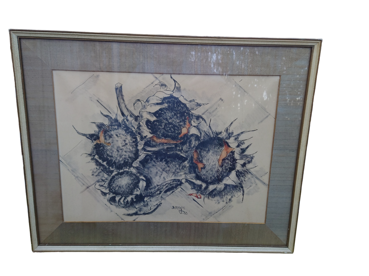 Painting under acrylic glass on bristol sheet signed bergen 1933