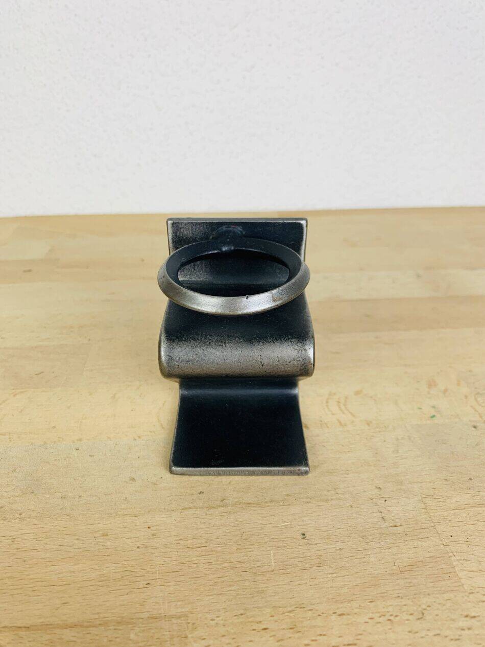 Brutalist wrought iron candlestick "Z"