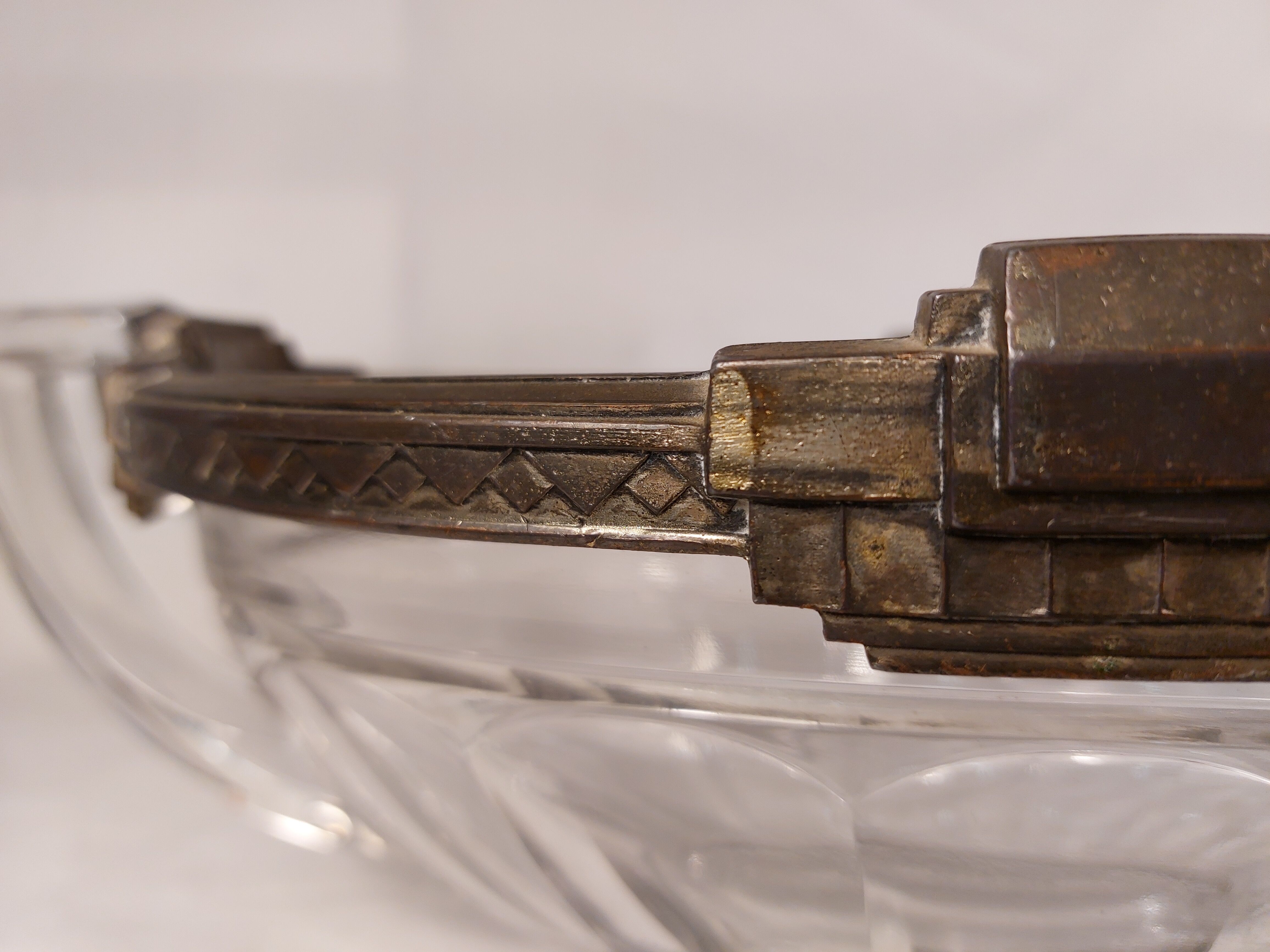 Oval cup with Art Deco handles "Noémie" - Cristal Val St Lambert Belgium