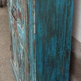 Old blue wooden cabinet with beautiful patina