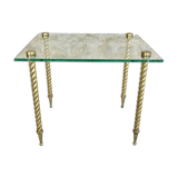 End of sofa, glass and twisted legs in gilded metal