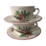 Duo of breakfast cups with saucer Faïence Lunéville