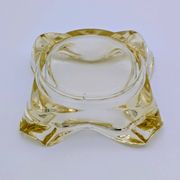 Ashtray / Catch-all Mid-Century Solid Glass Murano Style & Leather 1960