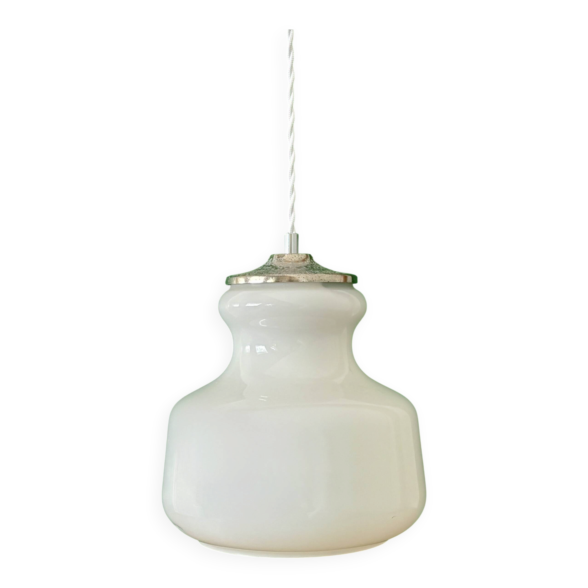 Vintage white opaline suspension globe