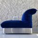 Stainless steel and royal blue velvet armchair, France, 1970s