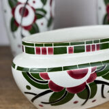 Art Deco - Lunéville mantelpiece set with vases and planter