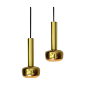Pair pendants "Guldpendel" in brass design Vilhelm Lauritzen Louis Poulsen, Denmark