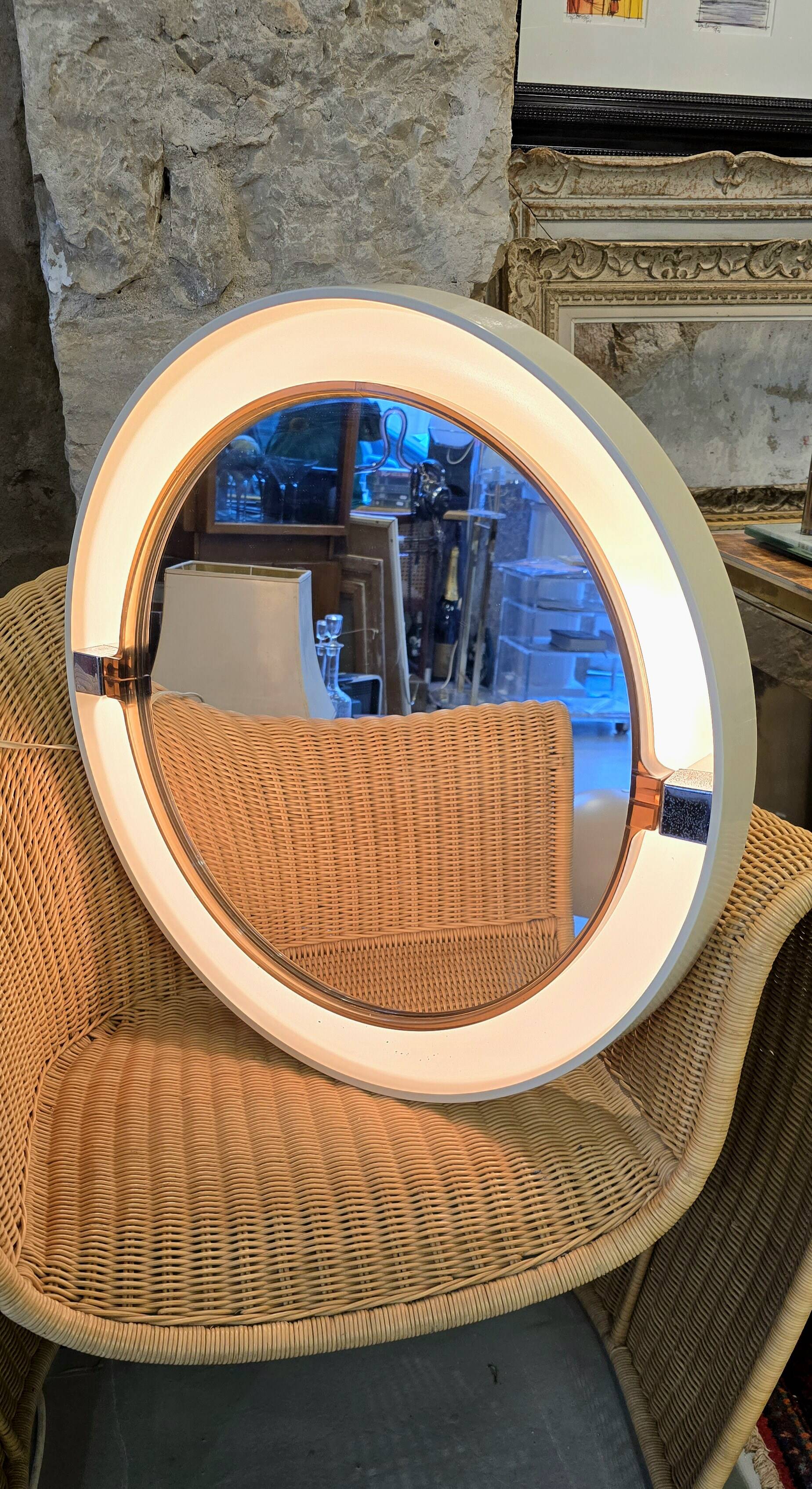 Vintage bathroom mirror allibert a41 backlit space age 1970