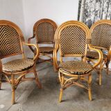 Set of 4 rattan armchairs