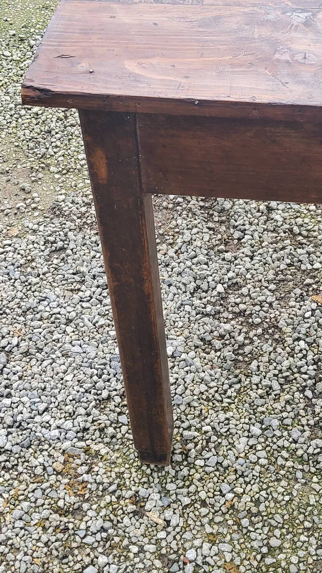 Farm table in oak and white wood 160cm 1 drawer t 20th century