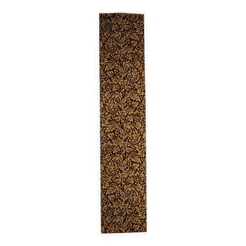 1960s German acrylic runner with gold and brown foliate 2.2' x 10.9' - 1C1288