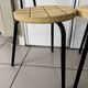 Pair of vintage retro mustard yellow chairs with black metal.