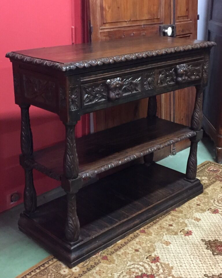 Console Louis XIII en chêne du XIXème siècle