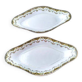 Paire de raviers en porcelaine de Limoges U M L