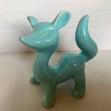 Renard en céramique bleue