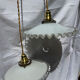 Vintage wavy opaline suspension pair with brass claw