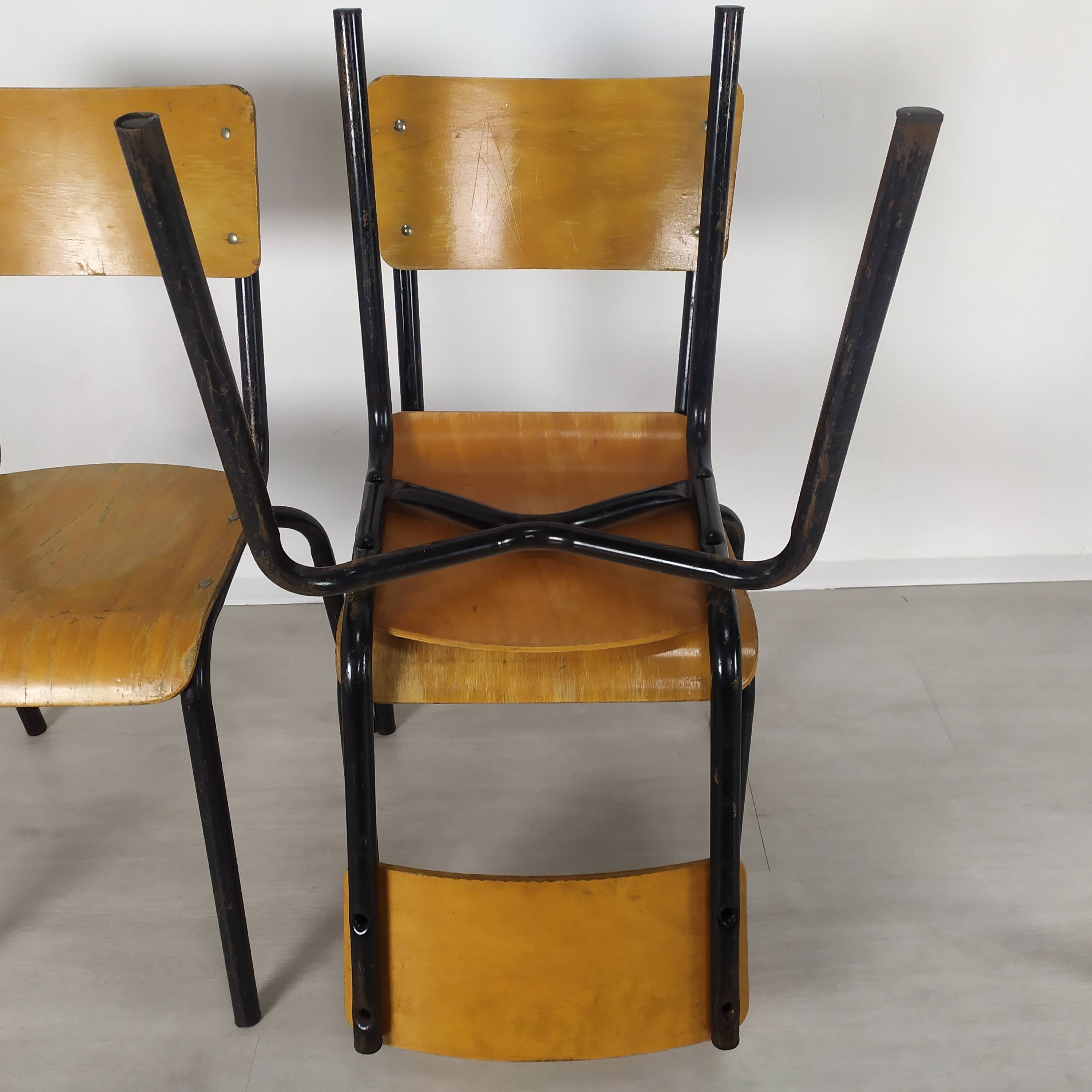 4 school chairs 1950