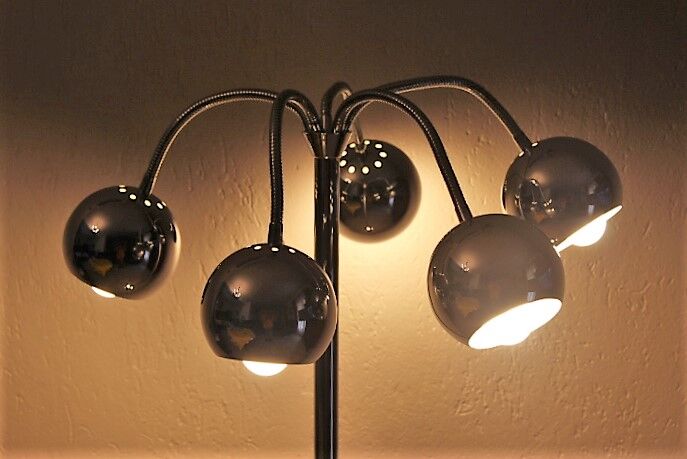 Lampadaire space age 5 feux eye ball articulés