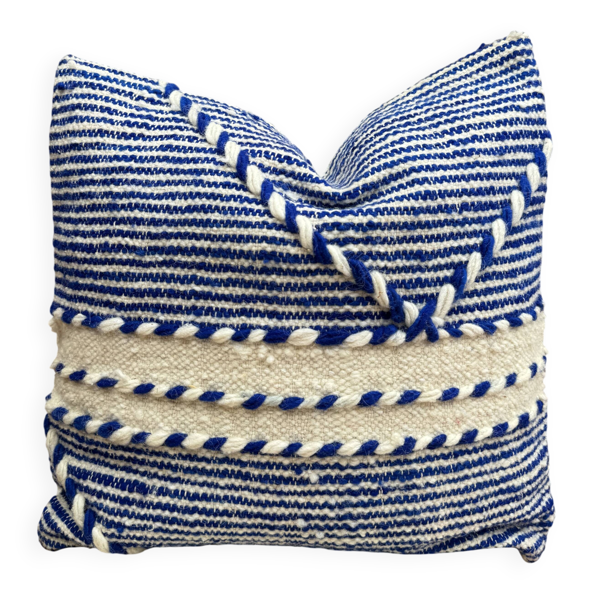 Handmade Berber wool Kilim cushion: Moroccan floor cushion