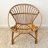 Vintage rattan shell armchair