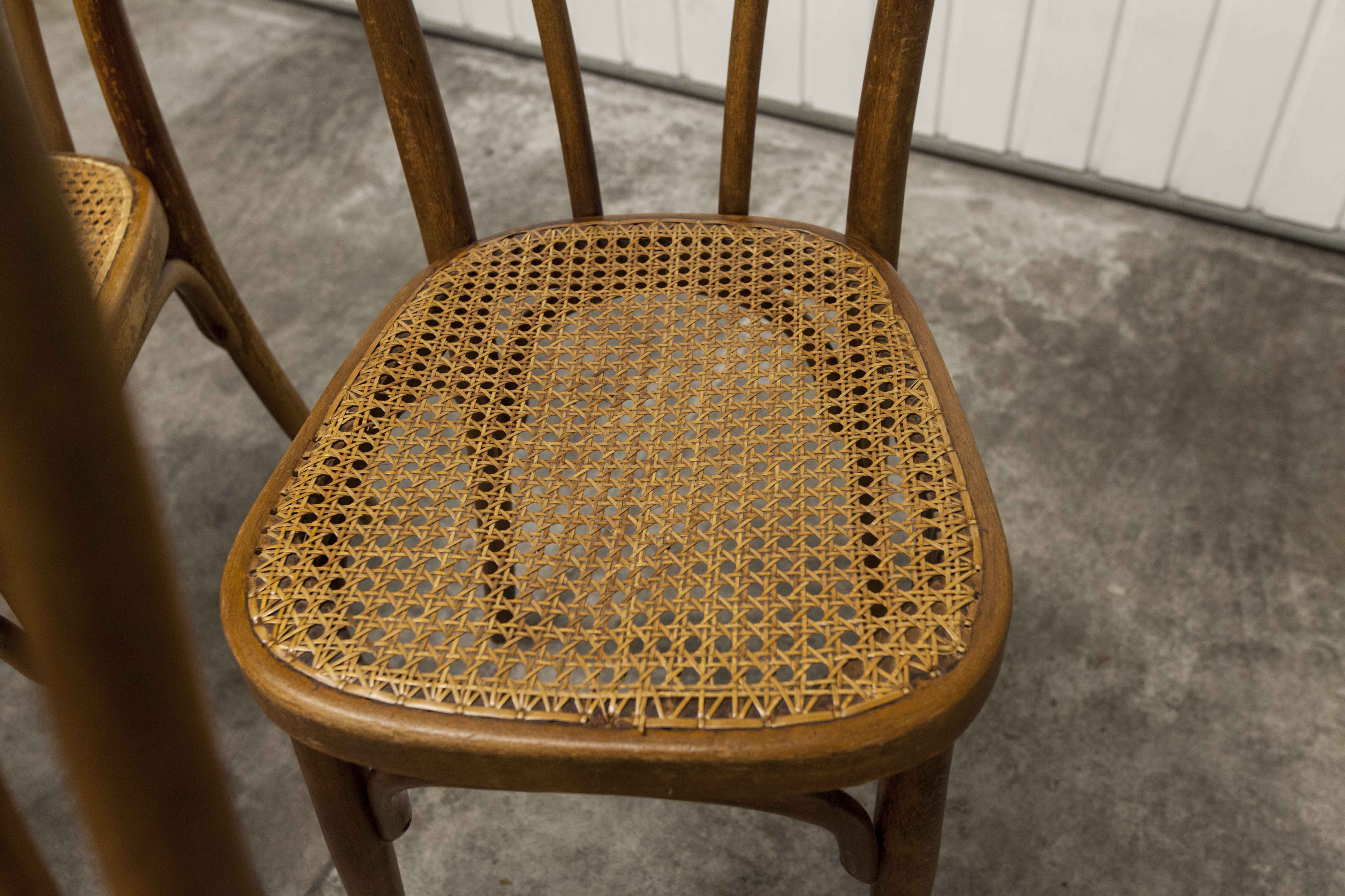 Set of 6 chairs bistro j&j kohn 1900 seat cannage