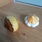 Pepper salt shaker shaped garlic and onion
