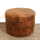 Patchwork leather storage pouf, 1970s