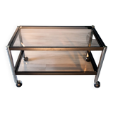 Erard coffee table, metal and smoked glass 1980