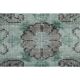 1970s vintage Turkish hand-knotted wool cotton green area rug 196x224