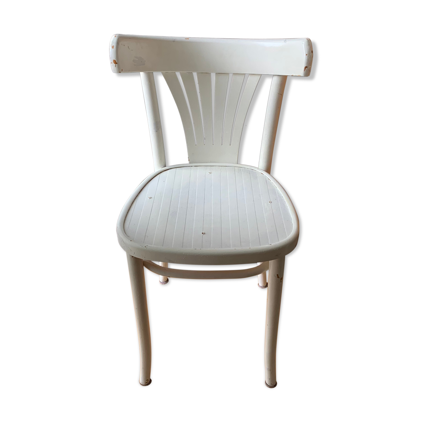 Vintage white lacquered bistro chair