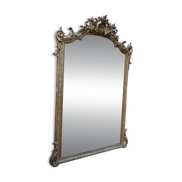 Napoleon III mirror in gilded wood and stucco
