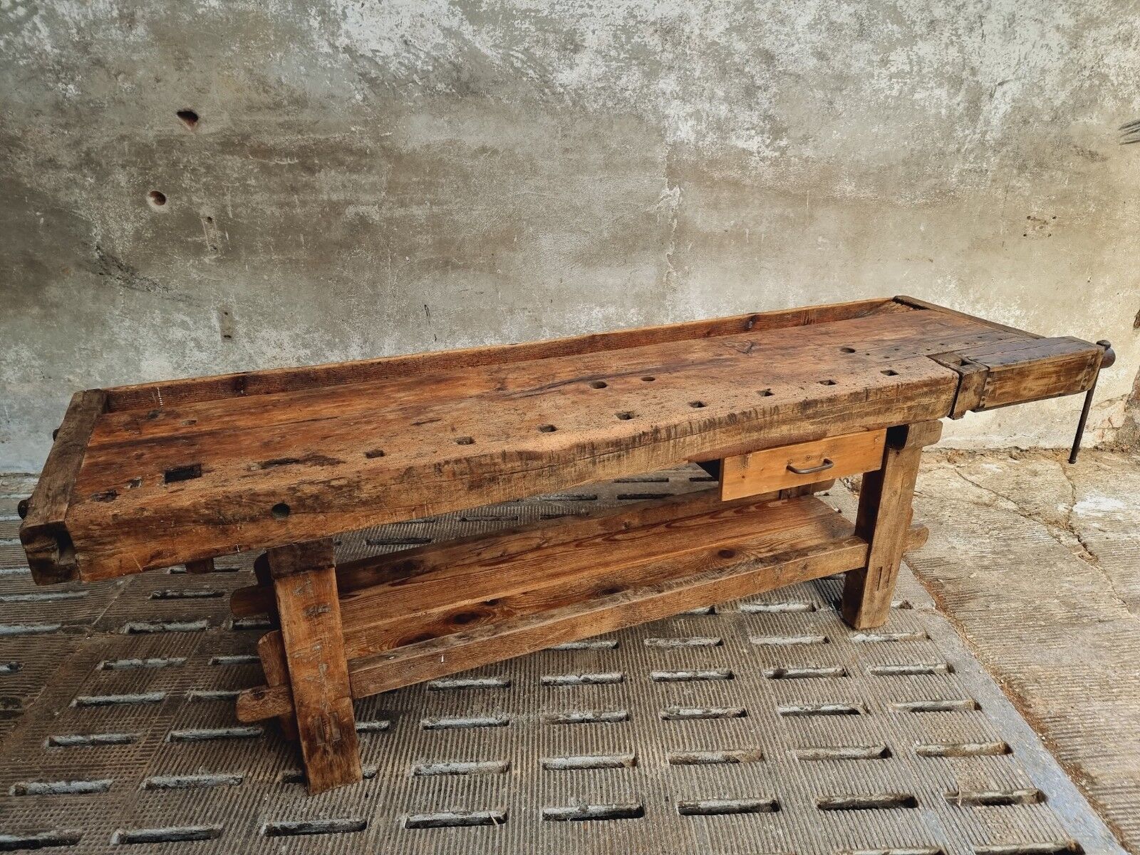 Antique workbench oak, beech side table