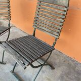 4 folding chairs vintage terrace bistro 60s in metal & wood