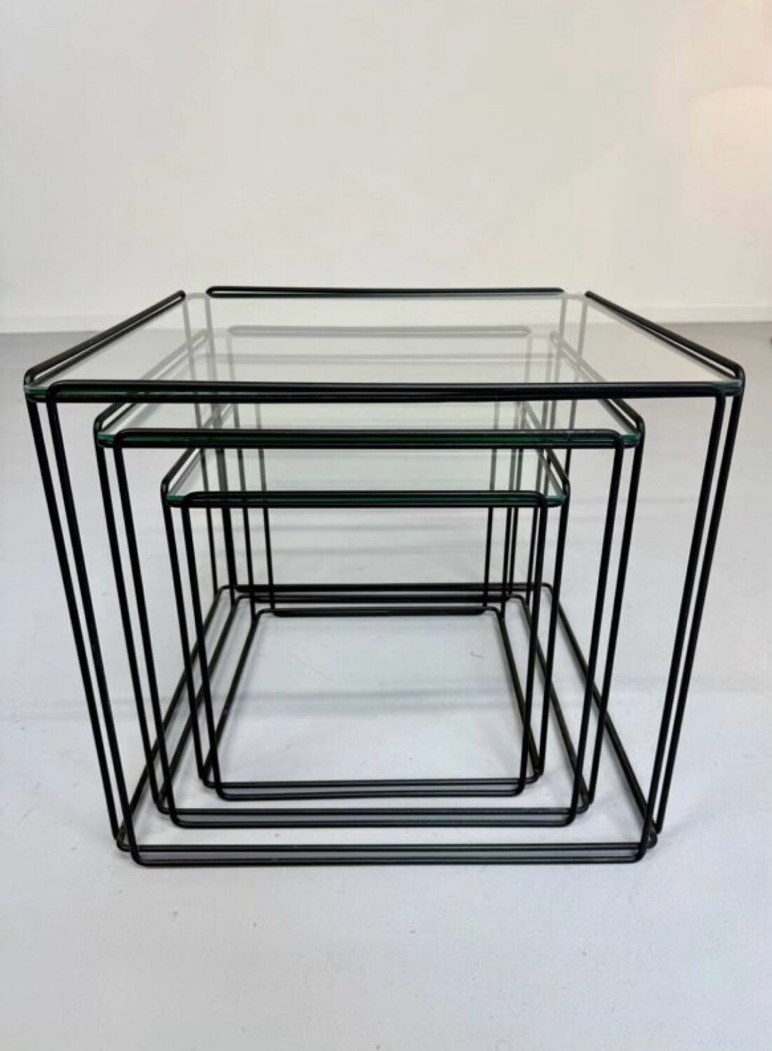 Lot of 3 vintage 1970s design nesting coffee tables by Max Sauze.