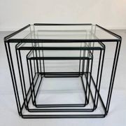 Lot of 3 vintage 1970s design nesting coffee tables by Max Sauze.