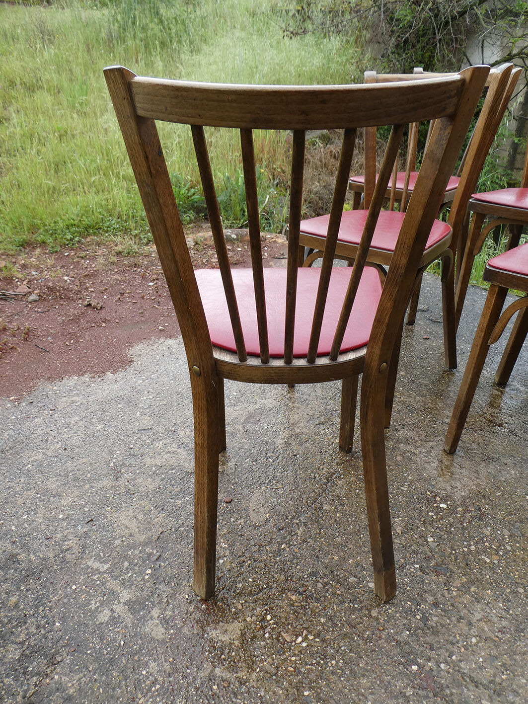 Lot of 6 chairs bistro Baumann No.12 red skai